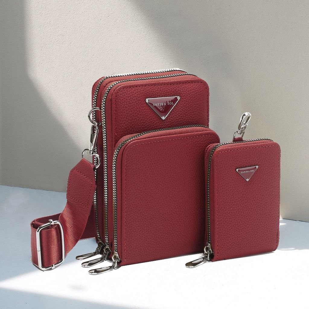 - Bolsa Feminina Transversal 3 divisórias Porta Celular com Linda Carteira LT653