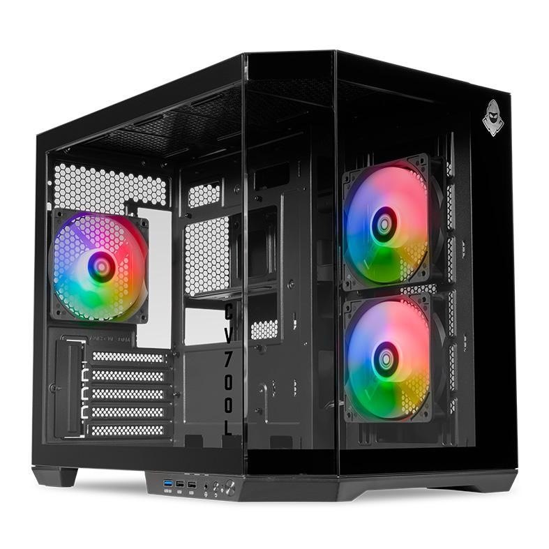 🛍️ Gabinete Gamer Mancer CV700L, Mid Tower, Lateral De Vidro, 3 Fans ARGB, Preto, MCR-CV7