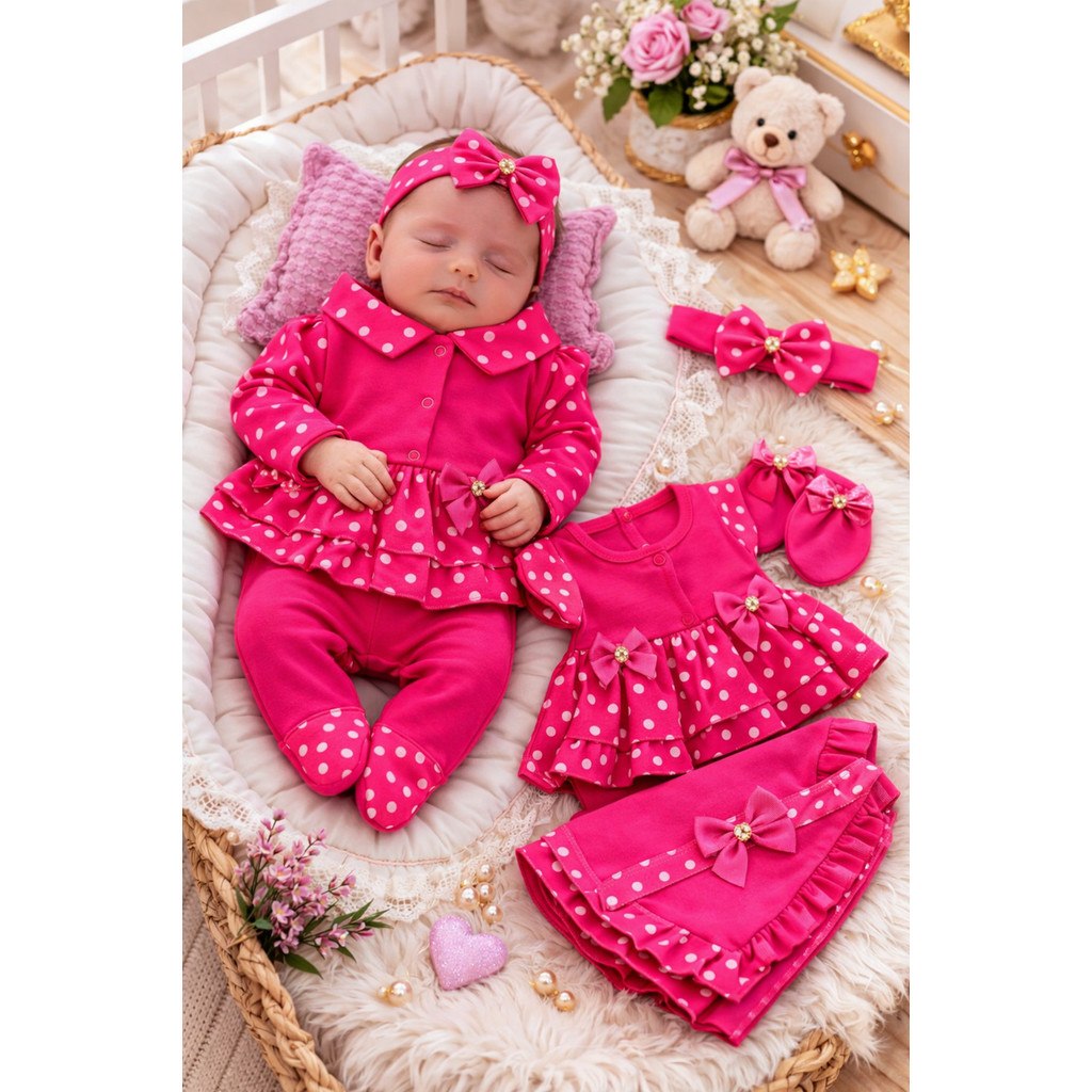 🛍️ Saida Maternidade menina bebê 5 peças