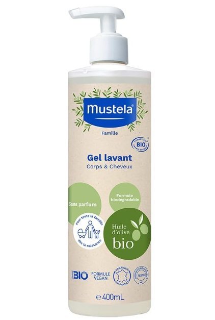 🫧 Mustela Gel Lavante Corpo E Cabelo Bio Orgânico 400Ml - Vegano Sem Fragrância