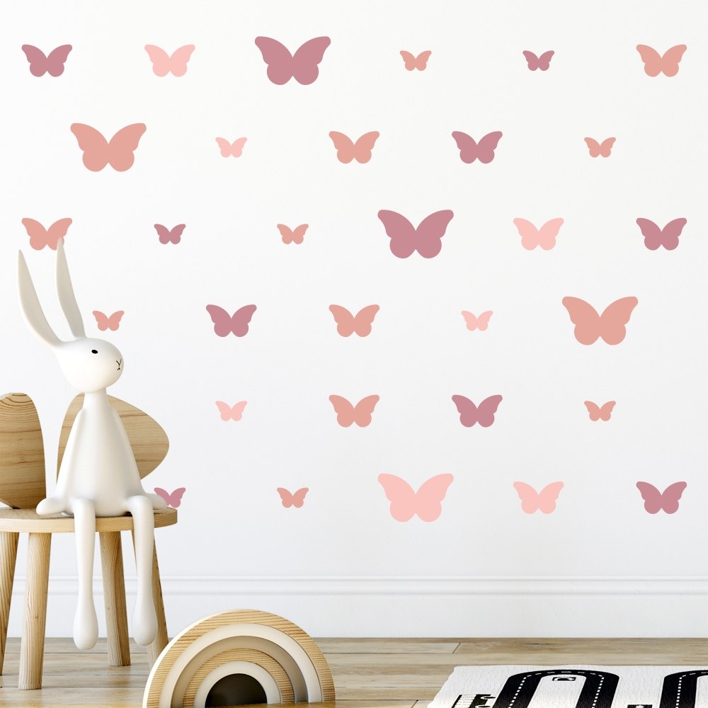 🛍️ Adesivo de Parede Infantil 98 Borboletas Tons de Rosa Quarto Sala Menina Menino Decora