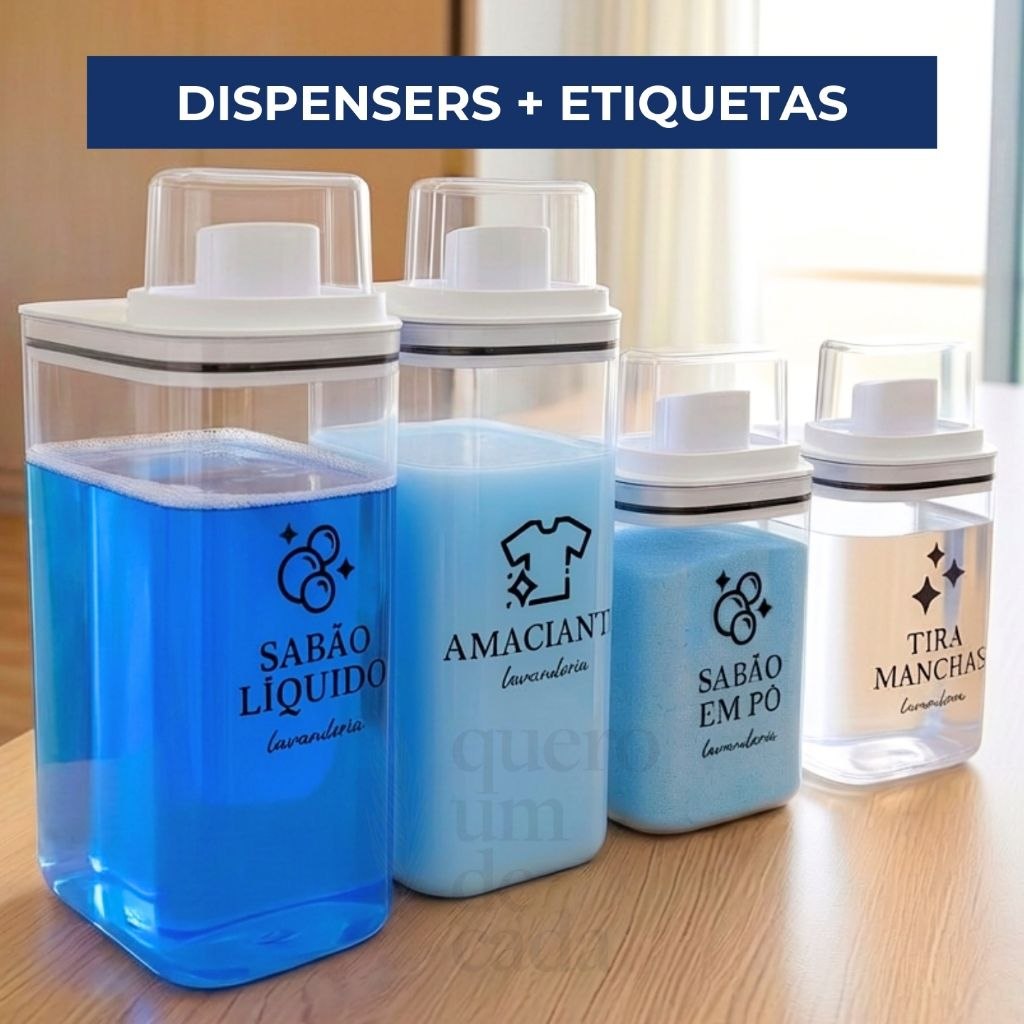 - Dispensers Lavanderia 1,5L e 2,3L - Amaciante, Sabão em Pó, Sabão Líquido, Tira Manchas
