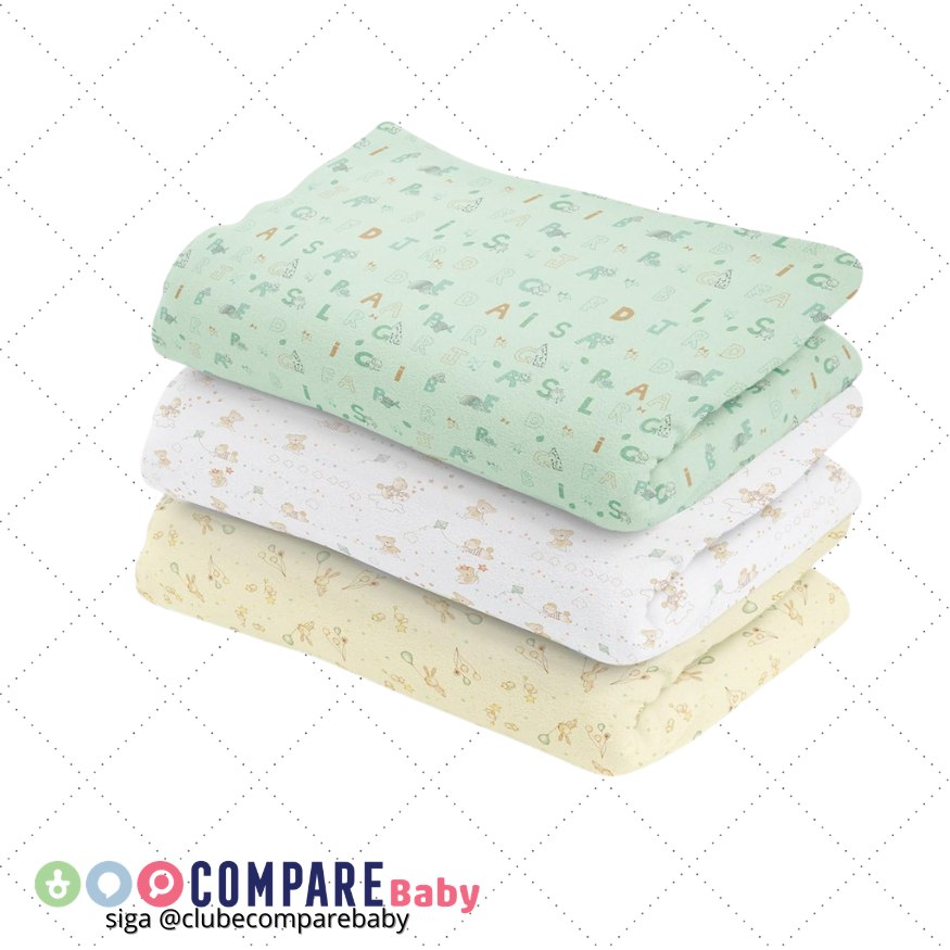 😍 Papi Textil Cueiro Flanelado Papi Estampado 80Cm X 50Cm Contem 03 Un