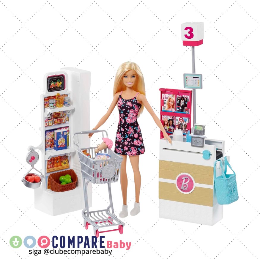 😍 Barbie Conjunto de Brinquedo Supermercado