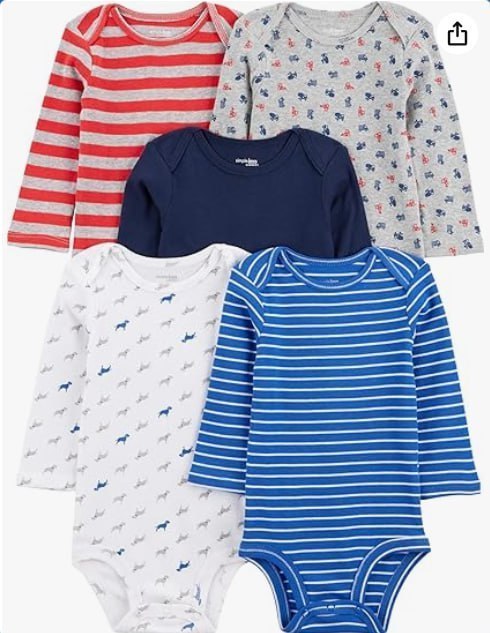 🫧 Body 5-pack Long-sleeve Bodysuit Carter'sMeninos 6-9m