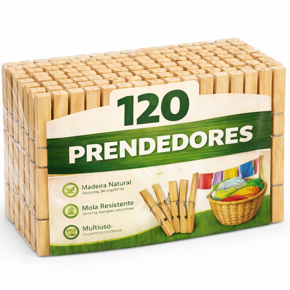 - Kit de 120 Prendedores De Roupa Em Madeira Resistente | Utilidades em Artesanato e Decor