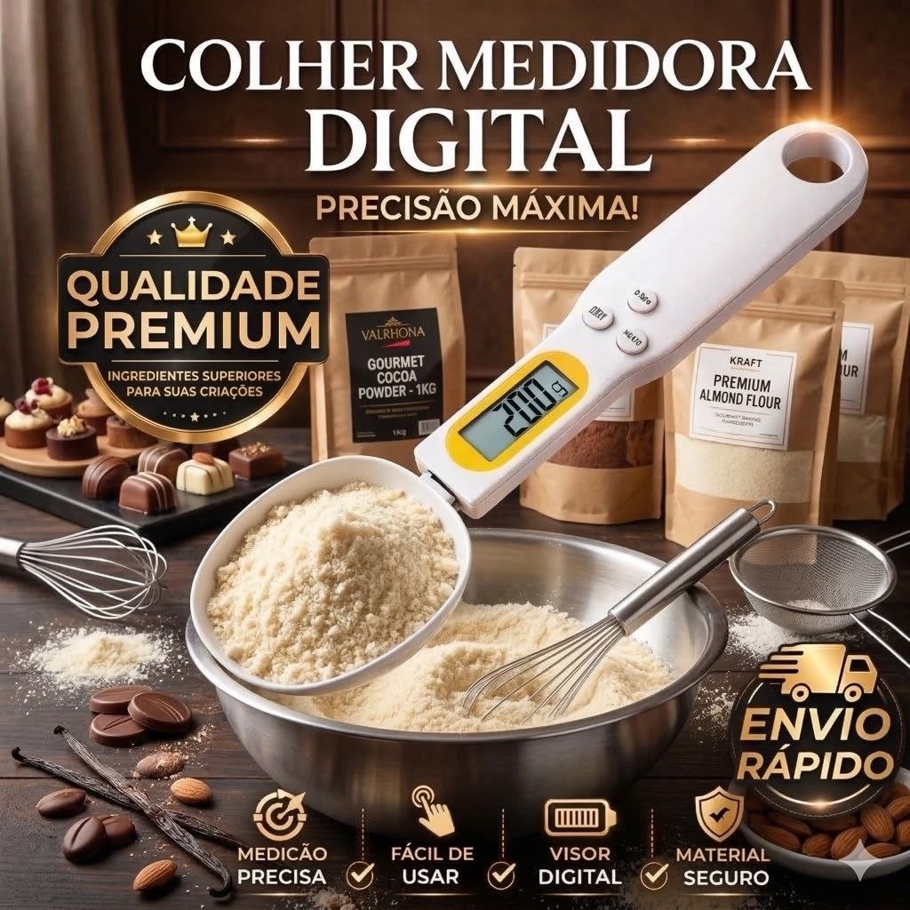 - Colher Balança Digital 500g Precisão Para Cozinha Profissional Confeitaria Padaria Pizza