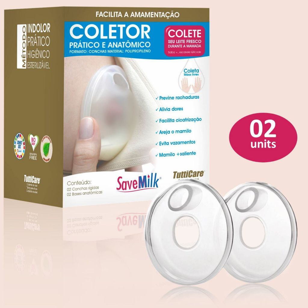 🛍️ Kit 2 Conchas  Amamentação Coletora Savemilk Pós Parto Base Rígida Tutticare