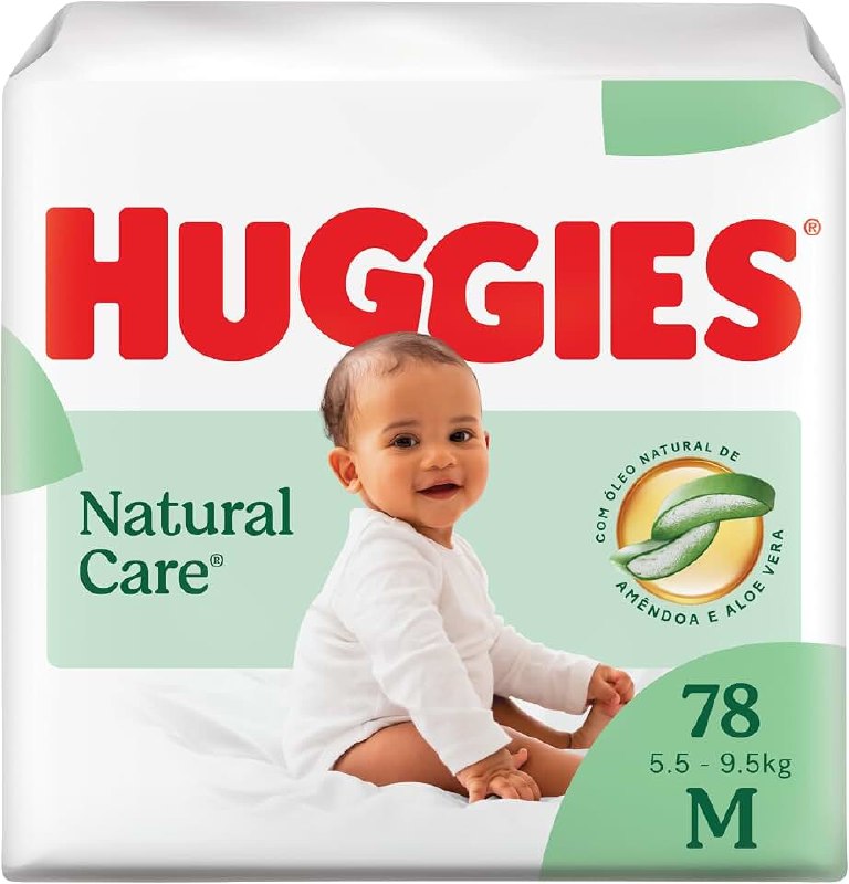🛍️ Huggies Fralda Descartável Premium Natural Care M - 78 Un
