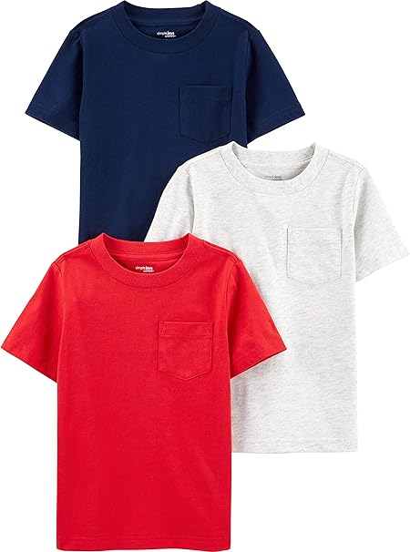 🫧 Pacote com 3 camisetas Henley de manga curta Simple Joys by Carter's, tam 2 anos