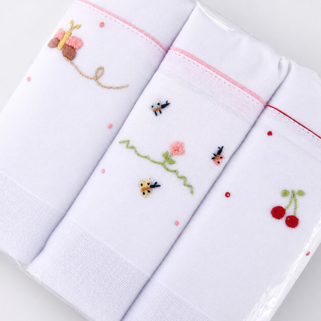 🛍️ Fralda de Ombro Bordada à Mão 100% Algodão 70cm x 70cm - Kit 3 Unidades