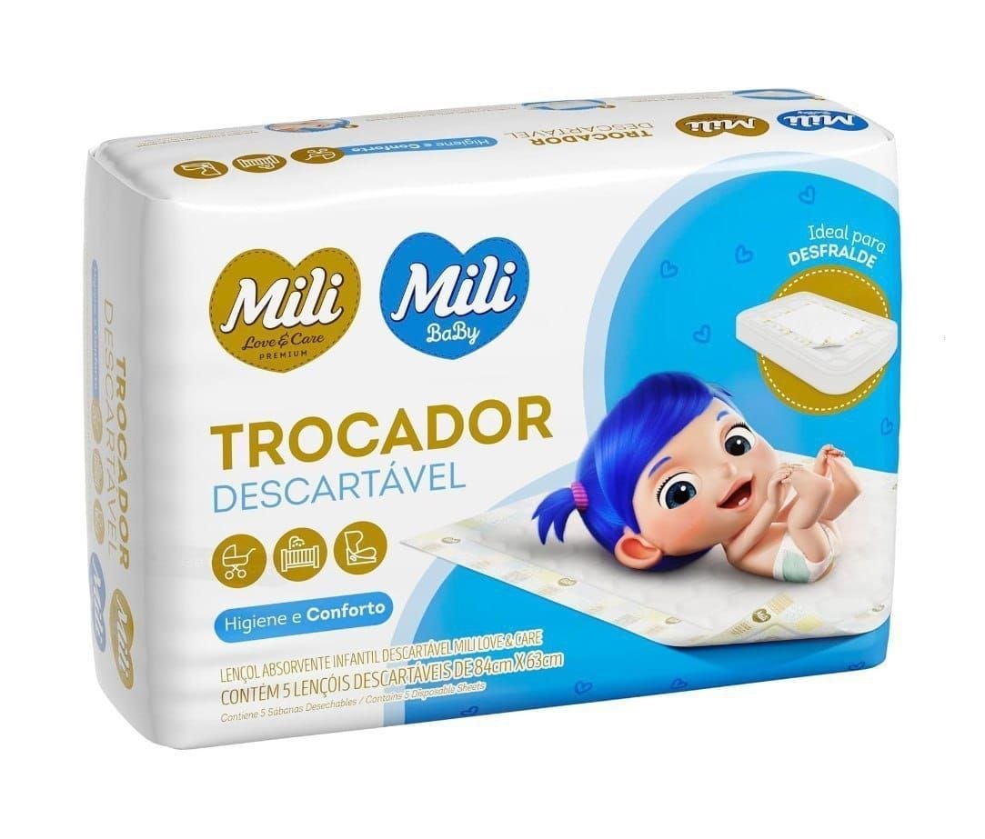 Trocador Descartável Lençol Absorvente Mili 5 unidades