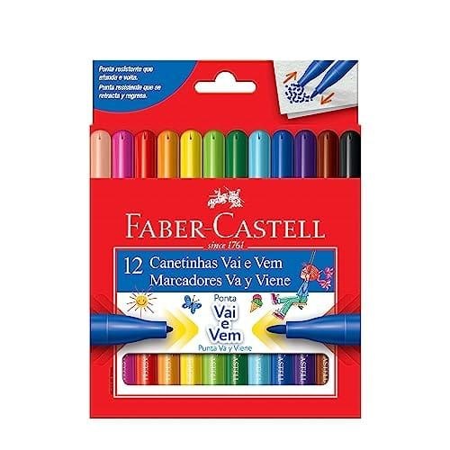 🛍️ Canetinha Vai e Vem 12 Cores, Faber-Castell, 15.0112VVZF, Multicor
