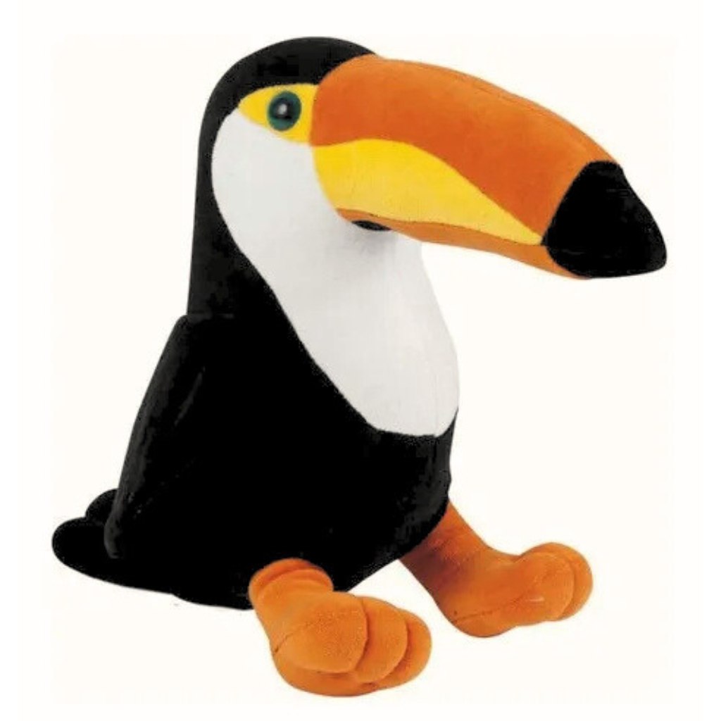 🛍️ Tucano de Pelúcia Safari 21 cm Decoração Quarto Festa Infantil Adulto Aves Fofas Brinq