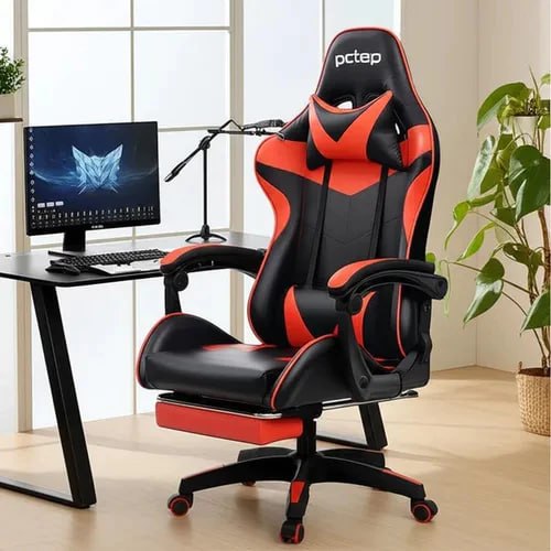 🪑Cadeira Gamer Jogos e Escritório Reclinável Ergonômica Em Couro Pu Com Apoio Para Pés Co