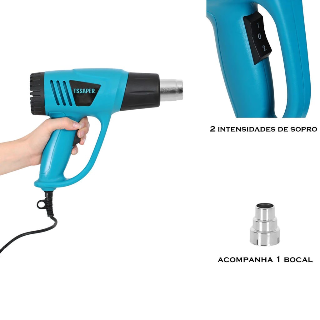💨Soprador Térmico Pistola 2000w Ar Quente 2 Velocidades modelo TST Tssaper