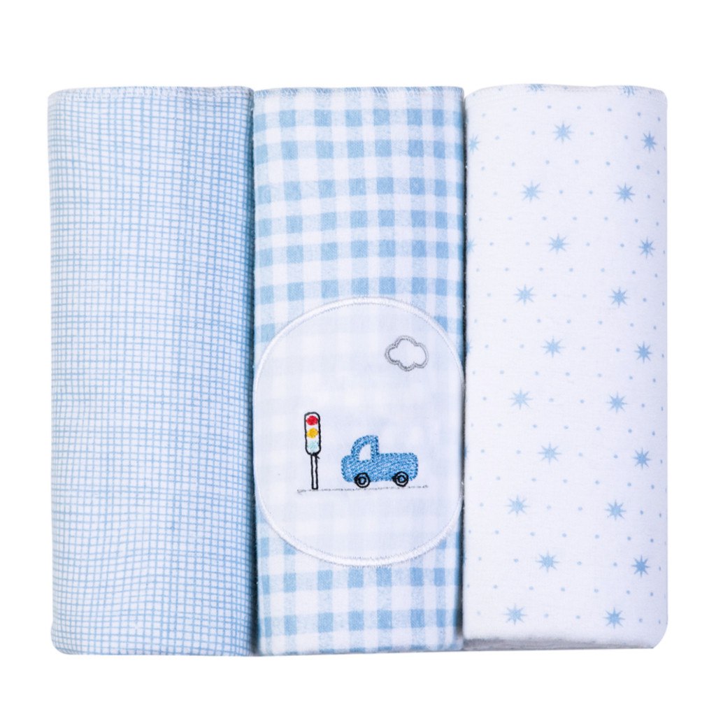 🛍️ Cueiro Flanelado Bordados Papi Kit 3 Unidades Bebê 100% Algodão