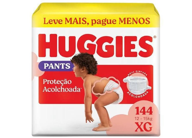 Fralda Huggies Supreme Care Roupinha XG com 144 unidades