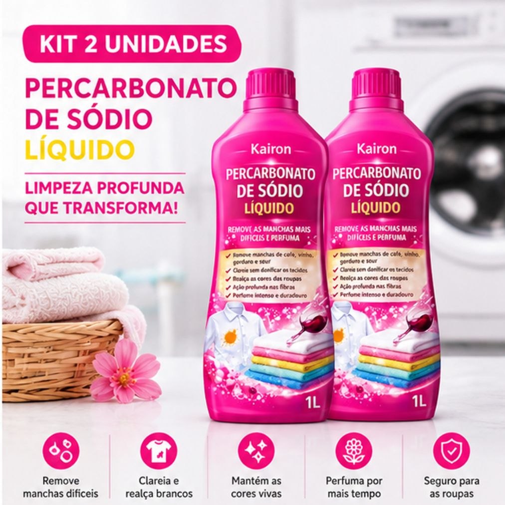 - Kit 2 Litros Percarbonato Lava Roupas 100% Puro Com Aroma