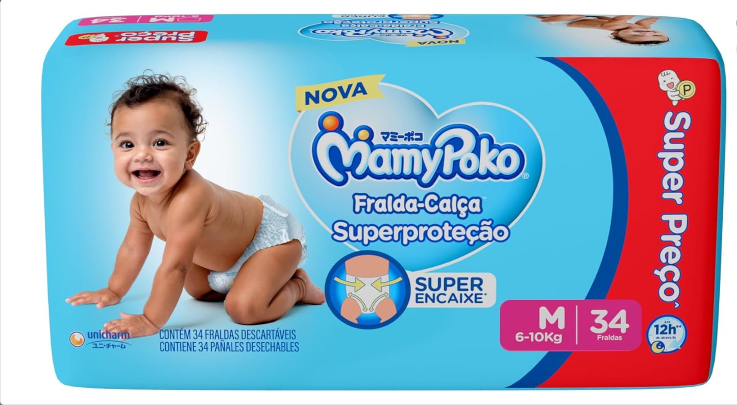 🫧 MamyPoko Fralda-Calça Superproteção M 34 Unidades