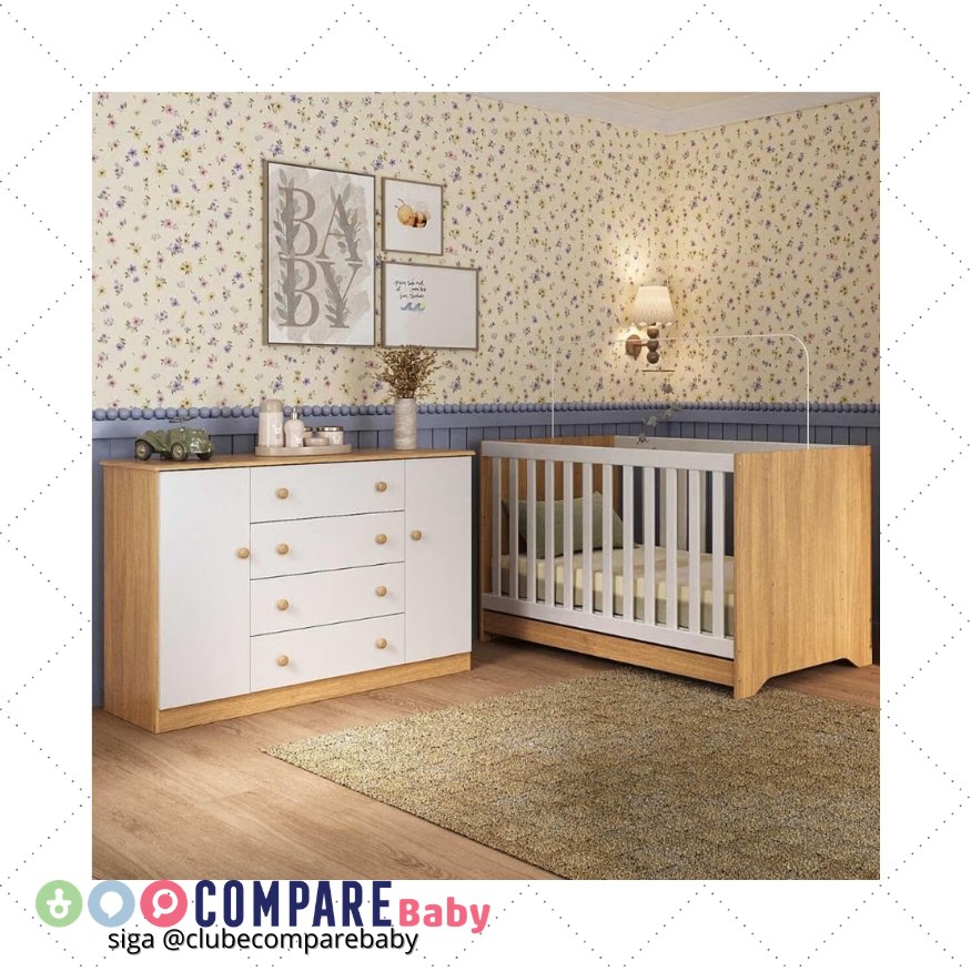 😍 Berço Americano Encanto Multimóveis Mp4691 3 em 1 Madeirado/Branco