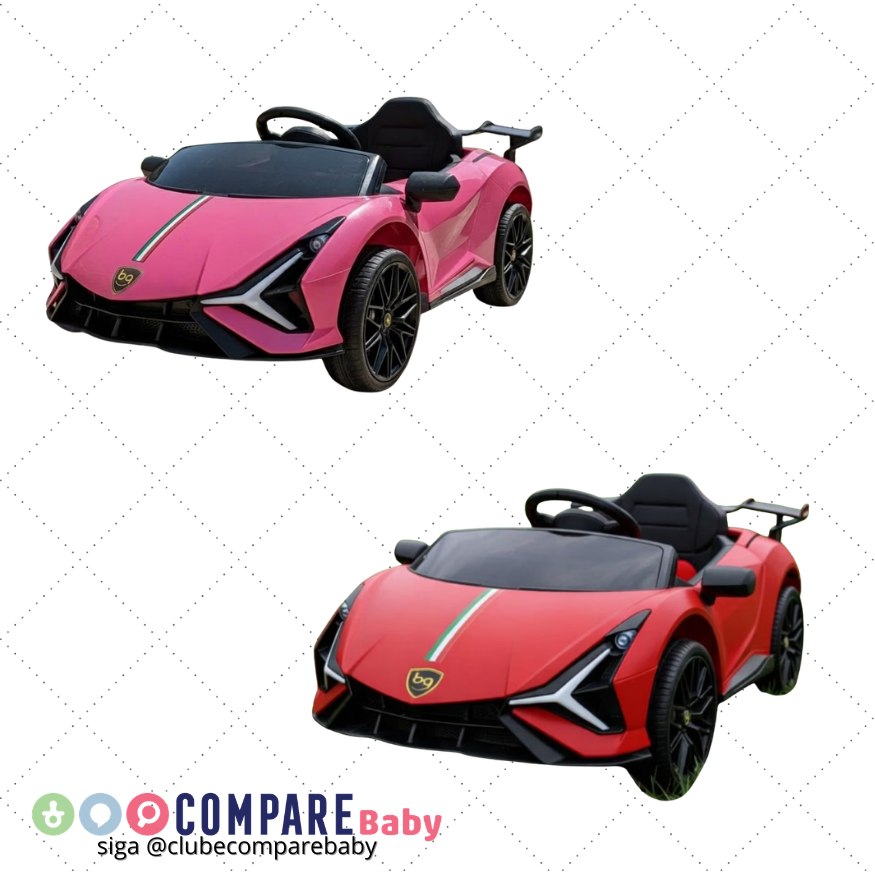 😍 Carro Elétrico Infantil Esportivo com Controle Remoto (Rosa ou Vermelho)