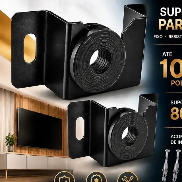 Suporte Tv De Parede Fixo Universal Para Todas Tv de 10" a 100" Polegadas até 80kg Reforça