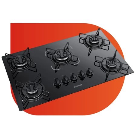 🔥Cooktop Itatiaia Essencial 5 Bocas Mesa Vidro Preto Bivolt