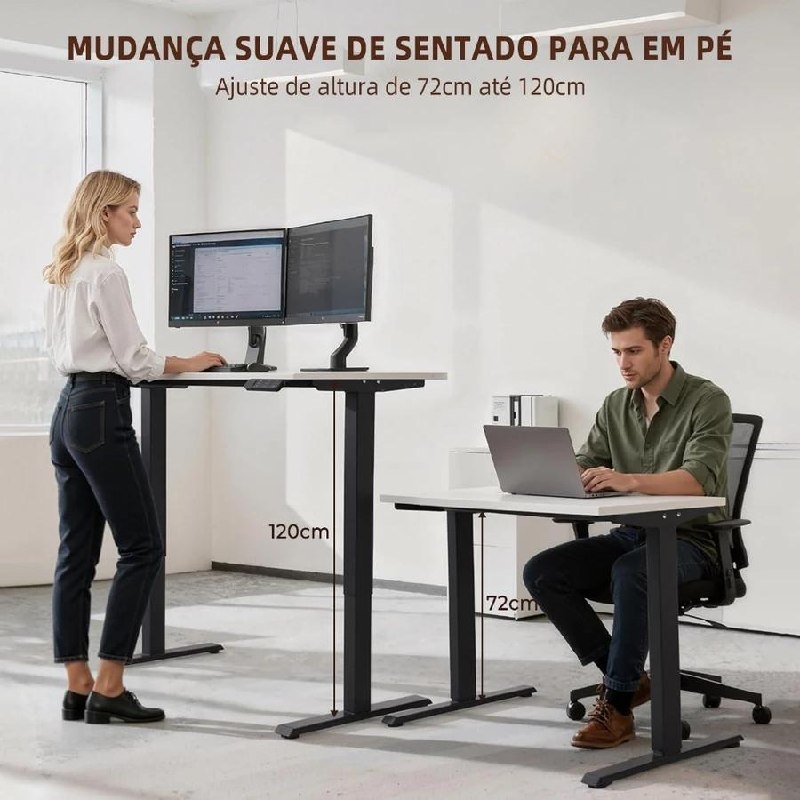 🛍️ Mesa com Regulagem de Altura Elétrica Estrutura Mesa com regulagem eletrônica e memóri