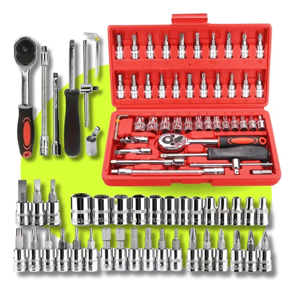 🚨 Kit Jogo De Ferramentas Profissional 46 Peças - Vermelho