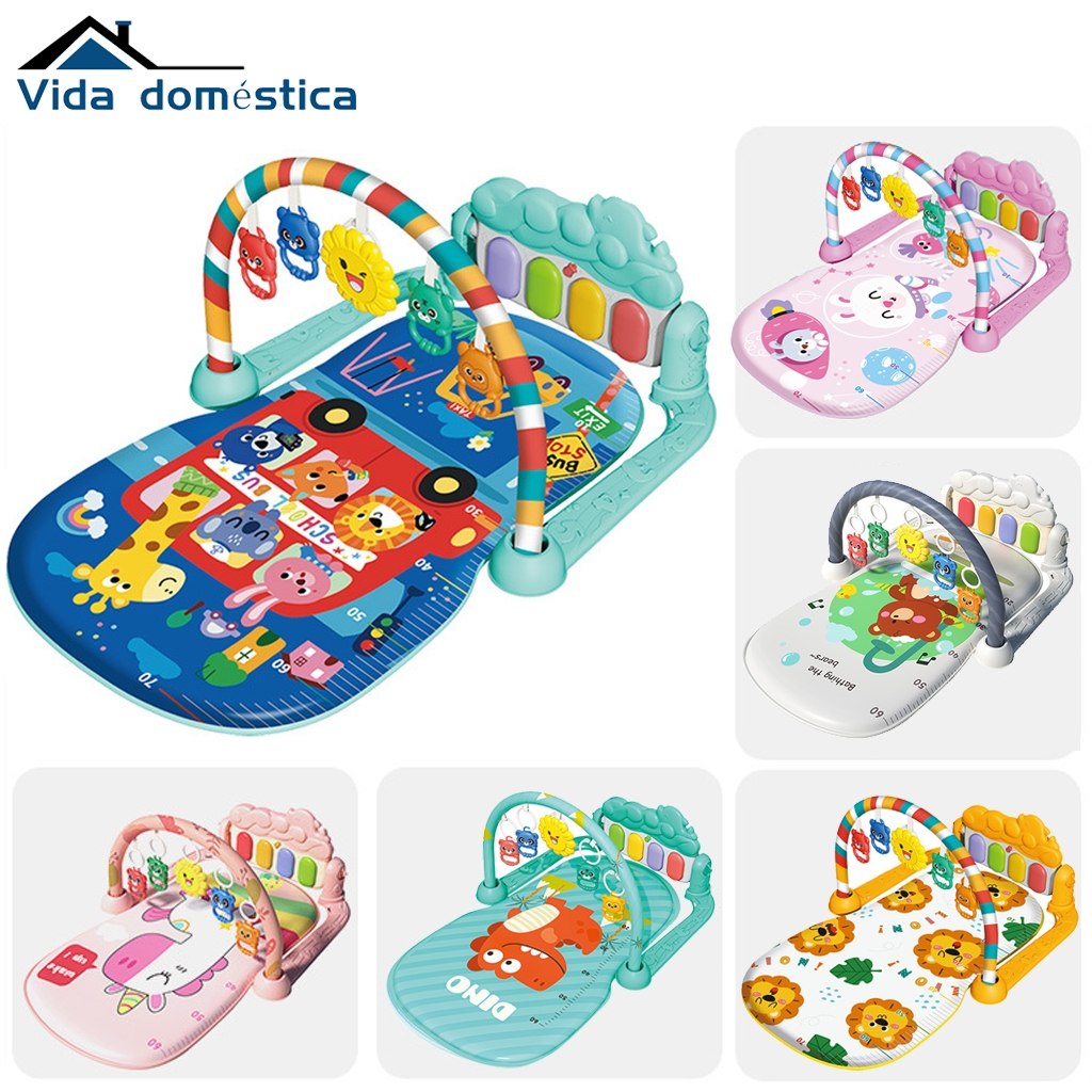 🛍️ Tapete de Atividades Bebê com Piano Removível — Som, Luz e Brinquedos Educativos