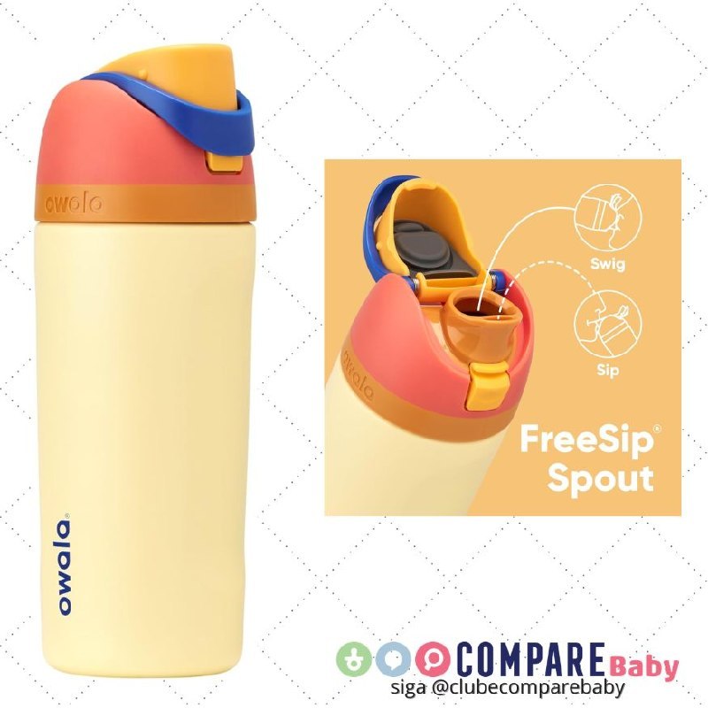 😍 Owala Garrafa de água infantil FreeSip térmica de aço inoxidável com canudo para esport
