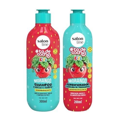 🛍️ Salon Line, Kit Shampoo e Condicionador, #todecacho Kids, Morango, Vegano - Para Cabel