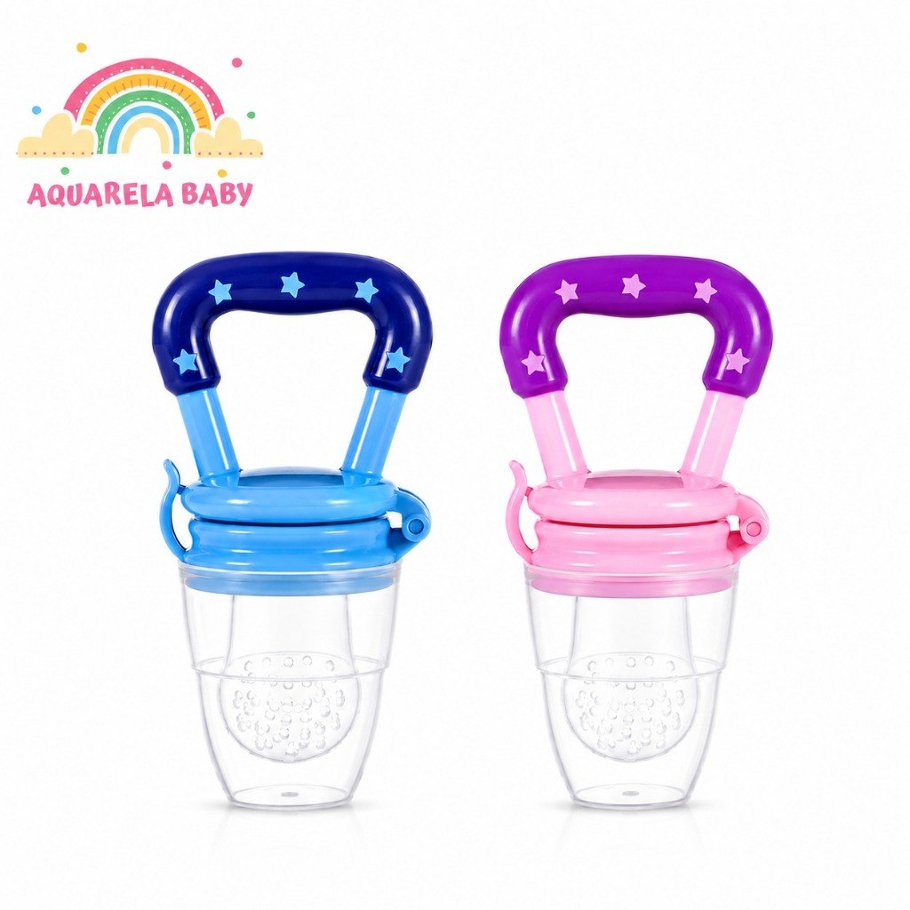 🛍️ Mordedor Chupeta  Alimentadora Bebê De Silicone Porta Alimentos Azul e Rosa