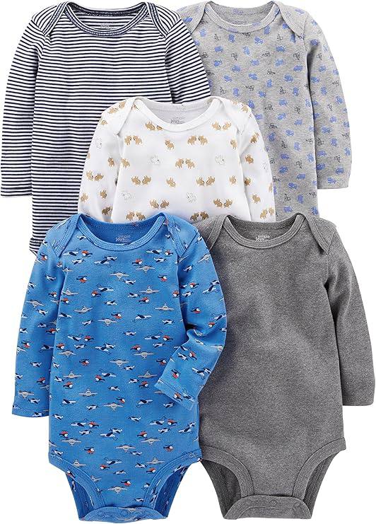 🫧 Body Pacote com 5 bodies de manga comprida Simple Joys by Carter'sUnisex Bebê, tam RN