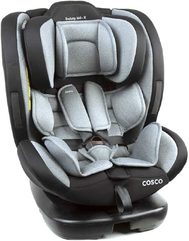 🛍️ Cosco Kids, Cadeirinha Evolutty 360 X, 0 a 36kg, com Giro 360º e Isofix, Cinza Mescla