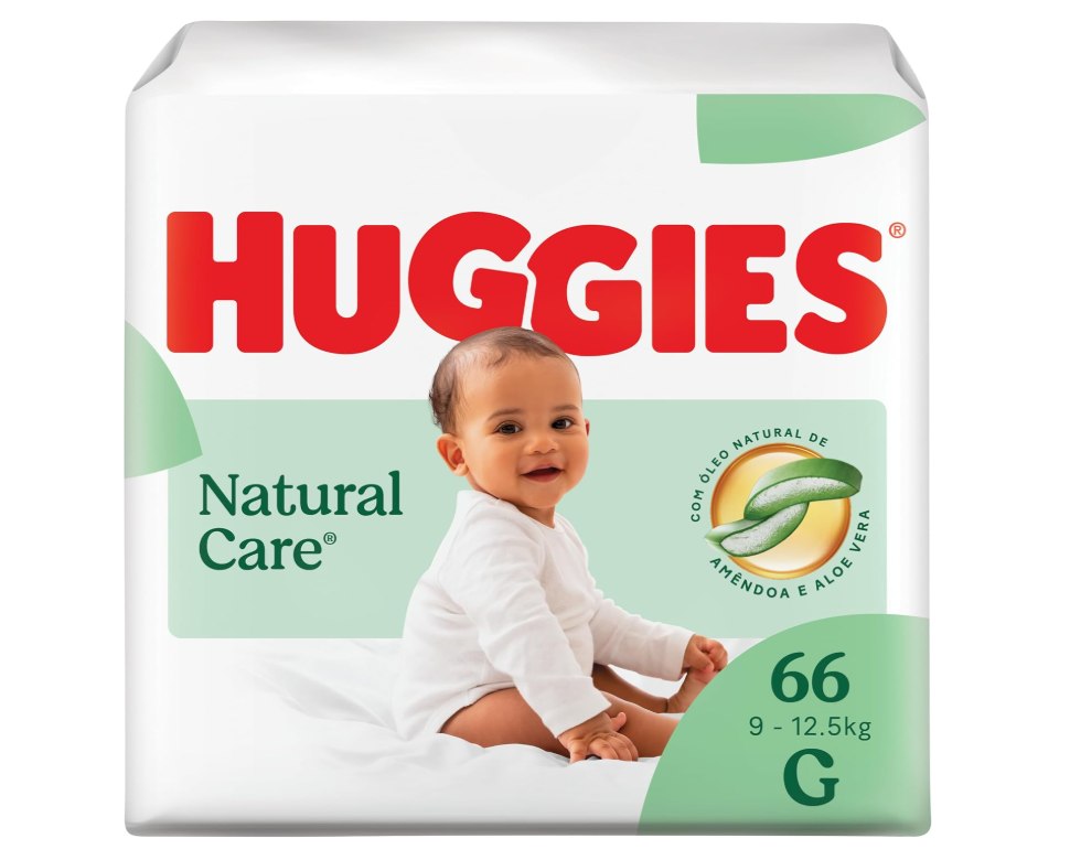 🫧 Huggies Fralda Descartável Premium Natural Care G - 66 Un