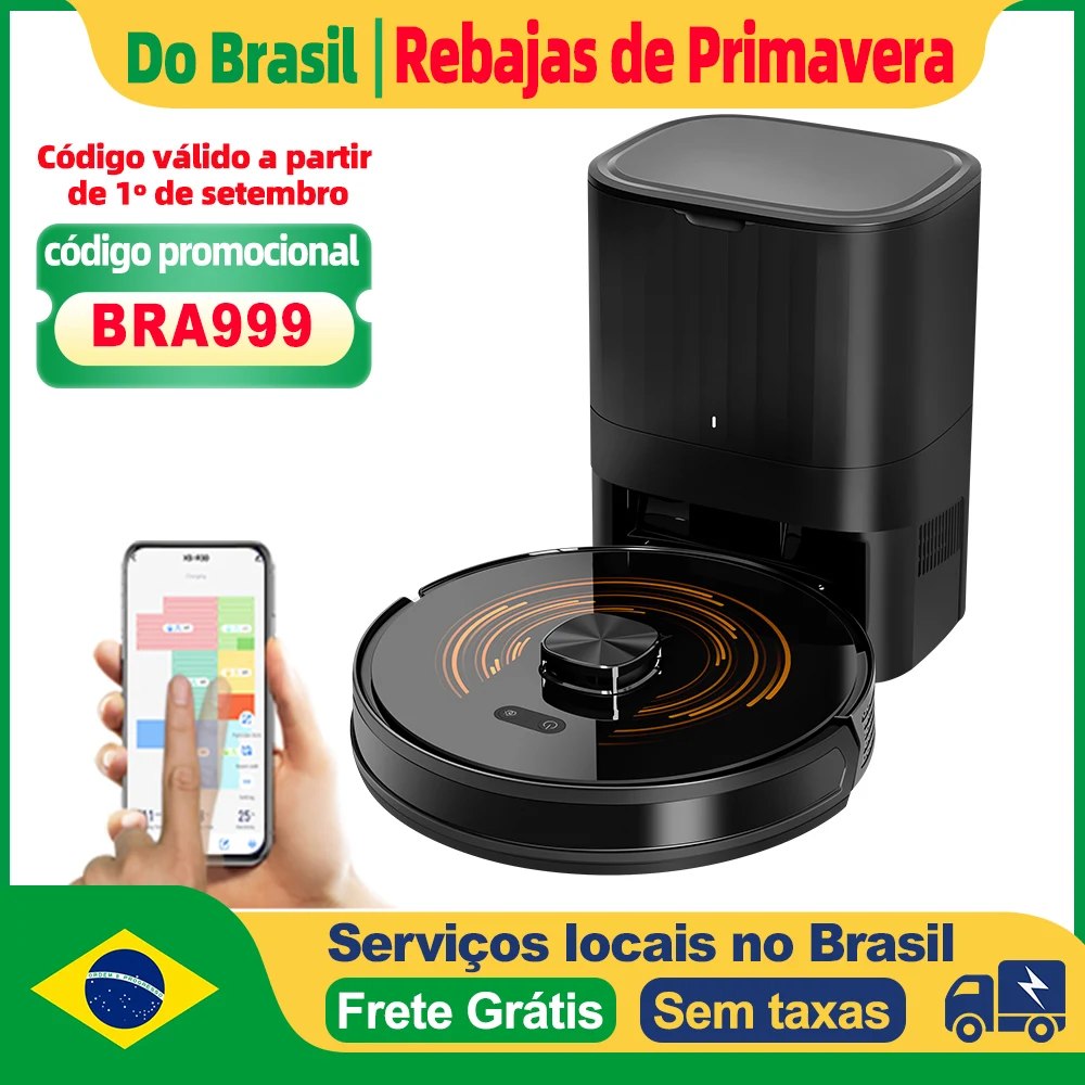 Robô Aspirador de Pó Abir K30 Base Autolimpante Laser duplo, sensores TOF, LUZ UV para est