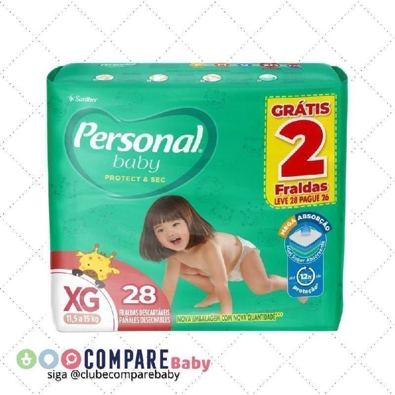 😍 Fralda Personal Baby Protect e Sec XG Mega 9x28pads Leve 28 pague 26 Unidades
