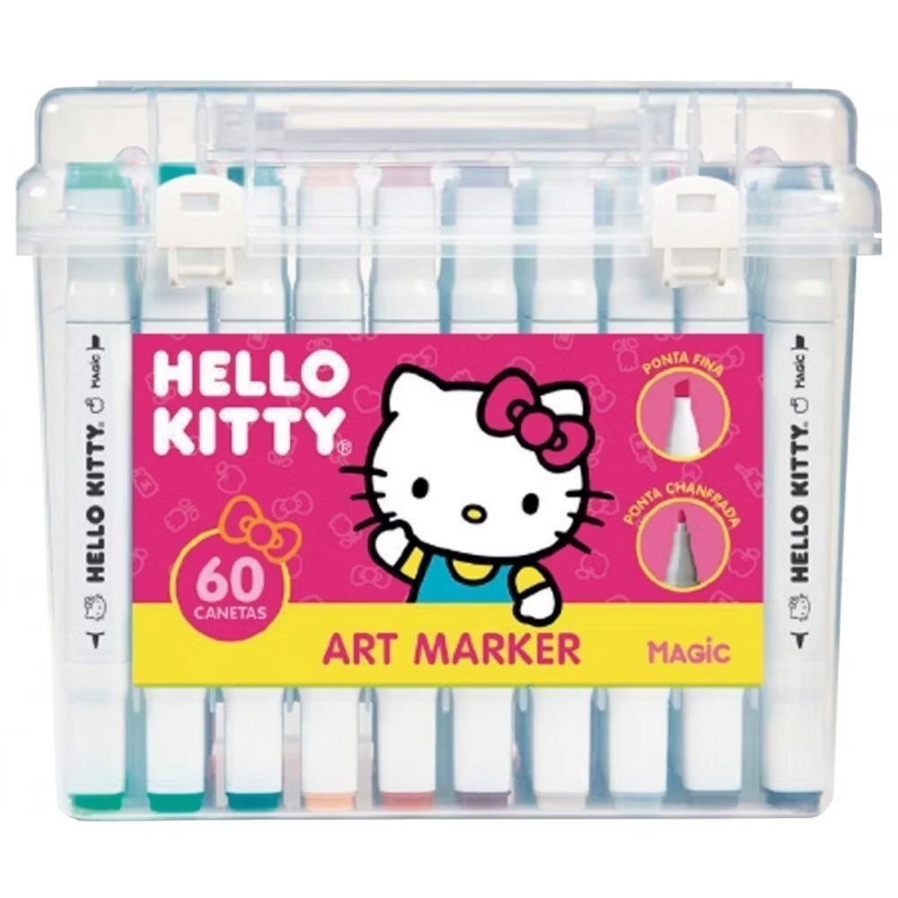 🛍️ Kit Canetinha Touch Hello Kitty 60 Cores Art Marker - Canetas de Ponta Dupla