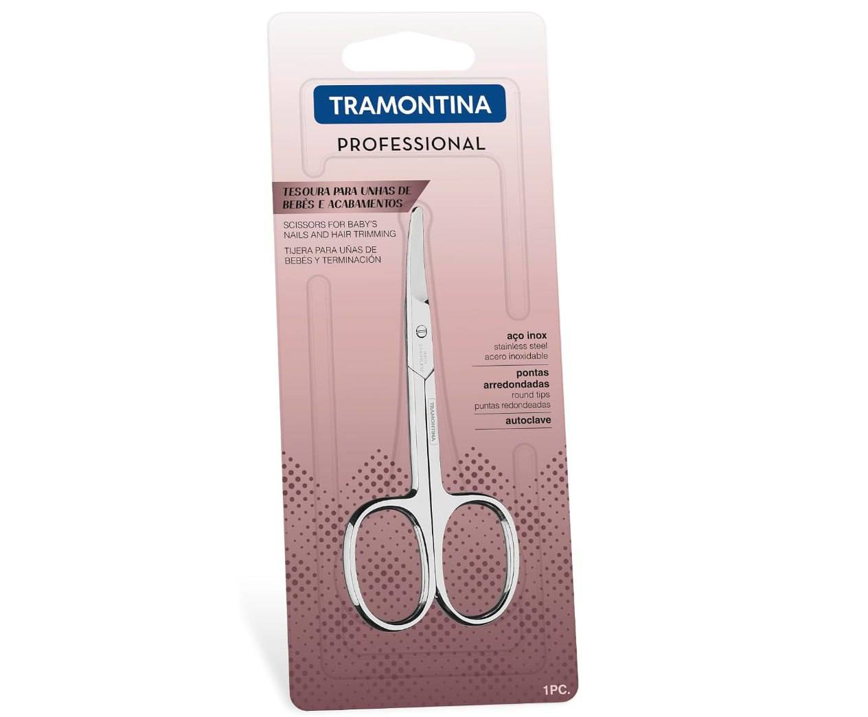 🫧 Tesoura de Unha para Bebês e Acabamentos Tramontina em Aço Inox 3,5"