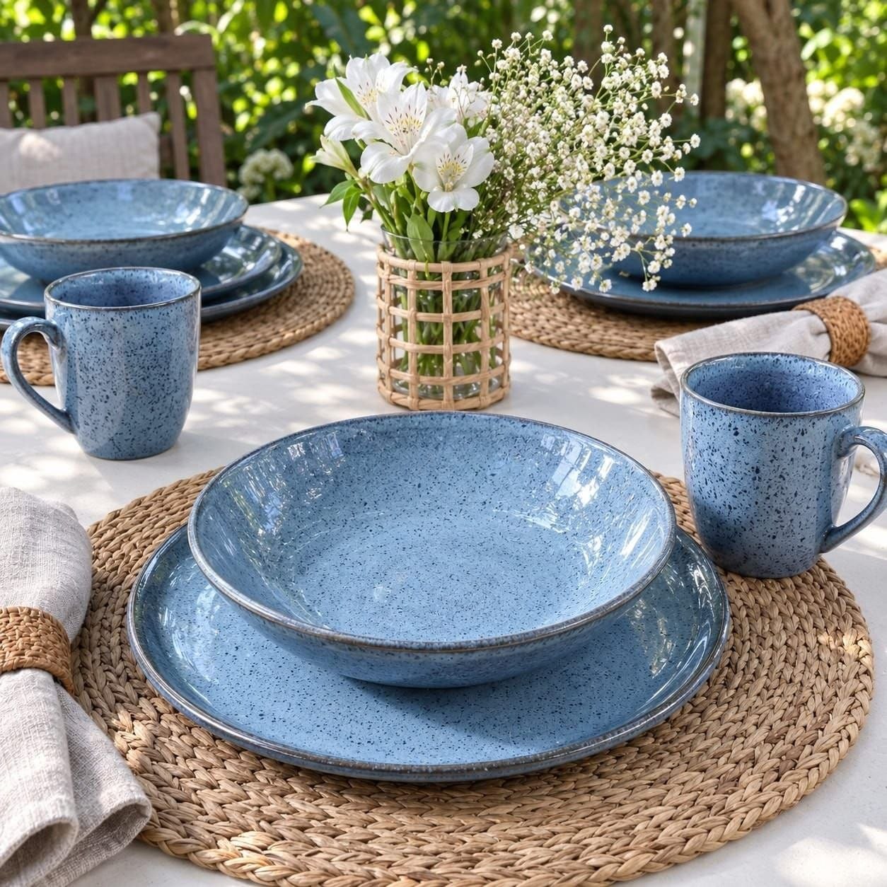 Aparelho de Jantar Cerâmica Stoneware Bio Breeze 16 Peças Azul-claro Porto Brasil