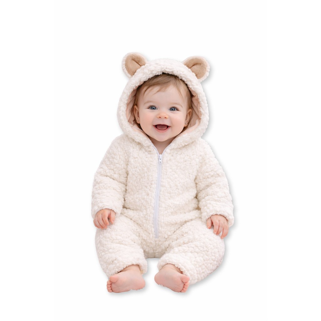 🛍️ Macacão Bebê Menino e Menina Ursinho Sherpa Pele de Carneiro Infantil Quentinho Soft