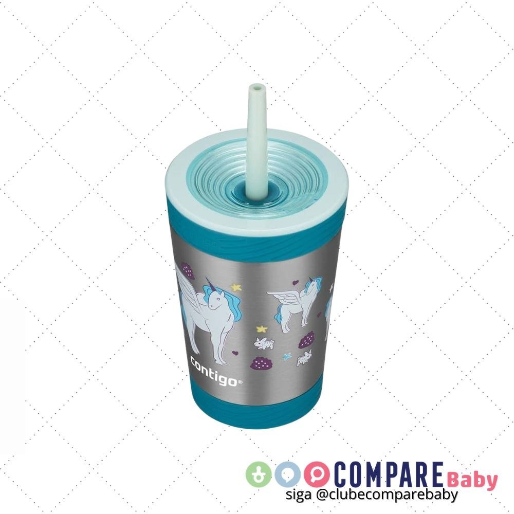 😍 Copo Térmico Kids Unicórnio Inox 354ml Contigo Azul