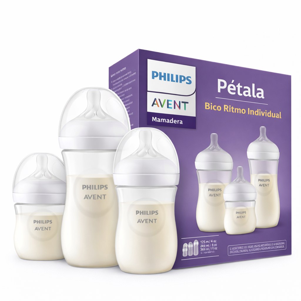 🛍️ Kit 3 Mamadeiras Pétala 125 + 260 + 330ml Triplo Transparente Philips Avent