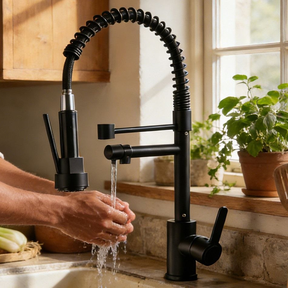 - Torneira De Cozinha Gourmet Alça Única Com Extensor De Spray Tubo De Água Flexível Super