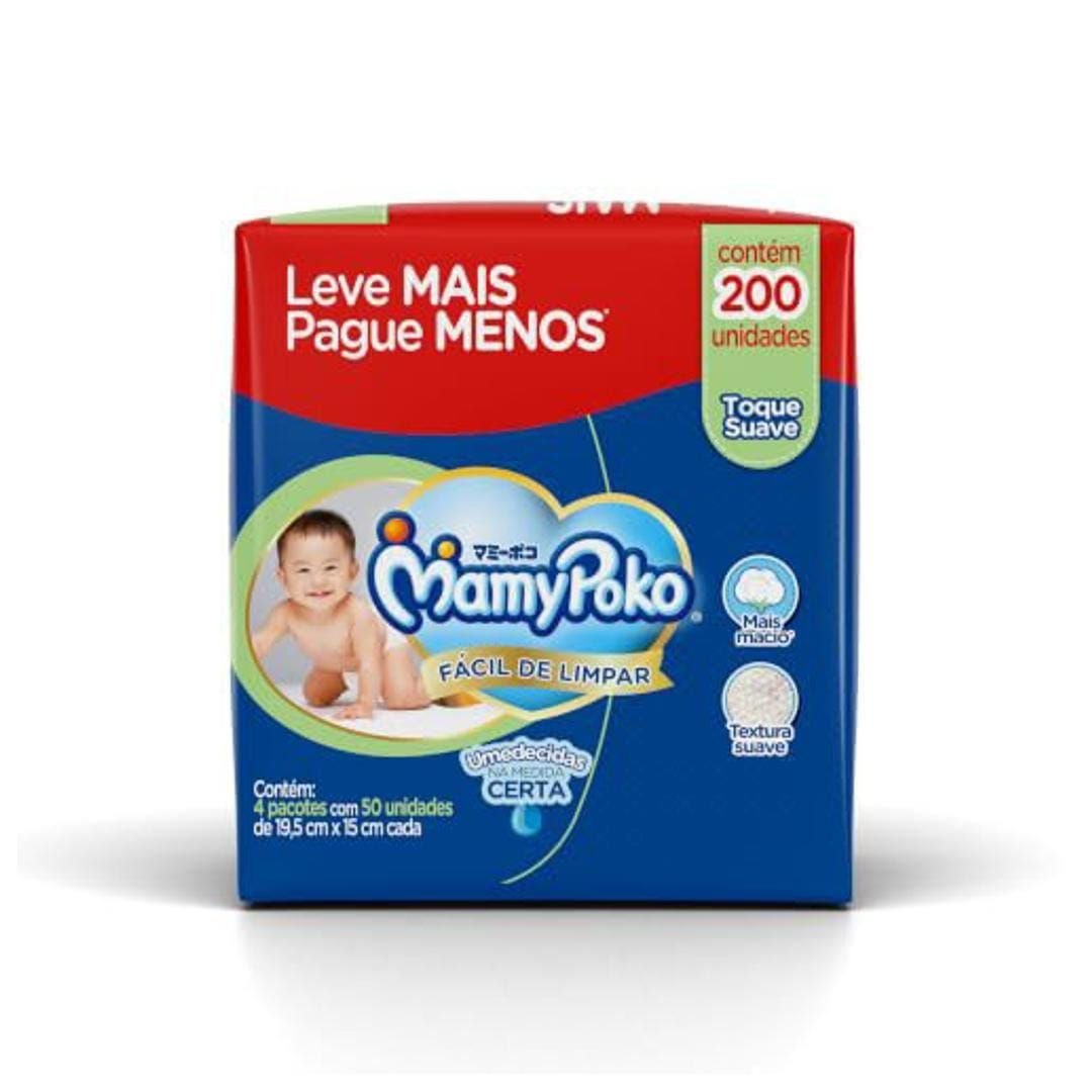 MamyPoko Lenços Umedecidos Toque Suave 200 Unidades