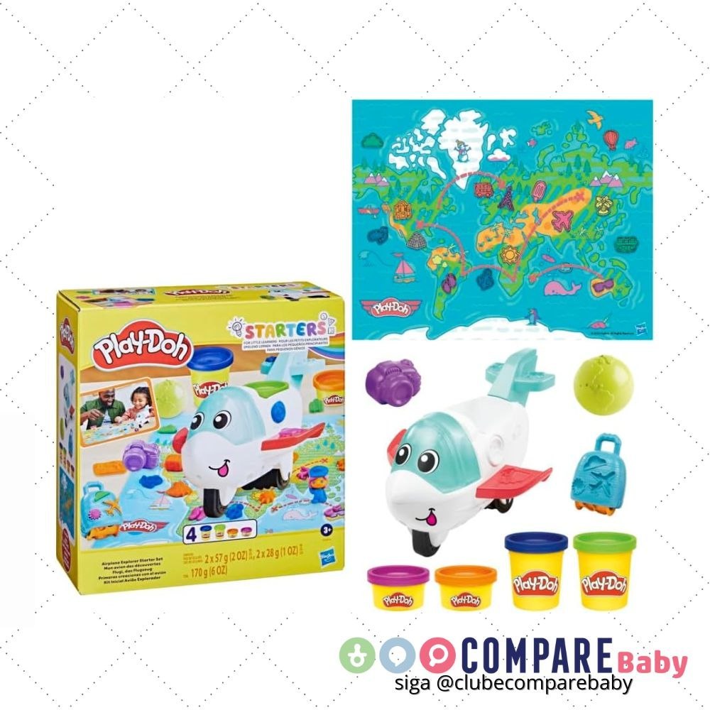 😍 Play-Doh Starters Kit Inicial Avião Explorador Conjunto de massinha, acessórios e tapet