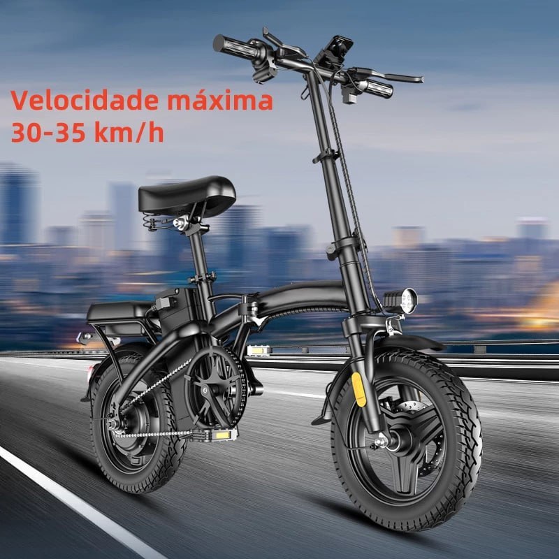 🛵Bicicleta Elétrica Dobrável para Adultos com Pedalada Assistida e Suporte de Celular com