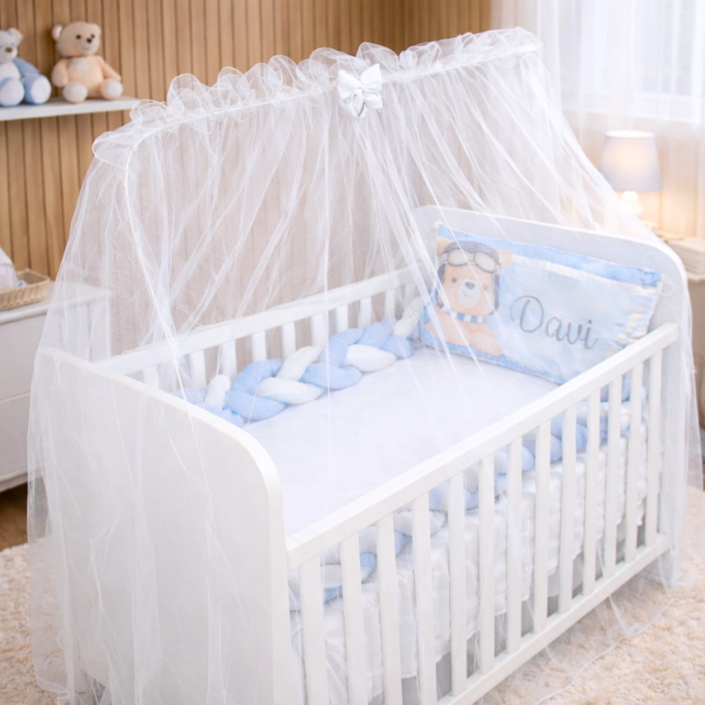 🛍️ Mosquiteiro Para Berço Americano e Mini Berço Tule Tela Mosquiteira Cortinado Rede Pro